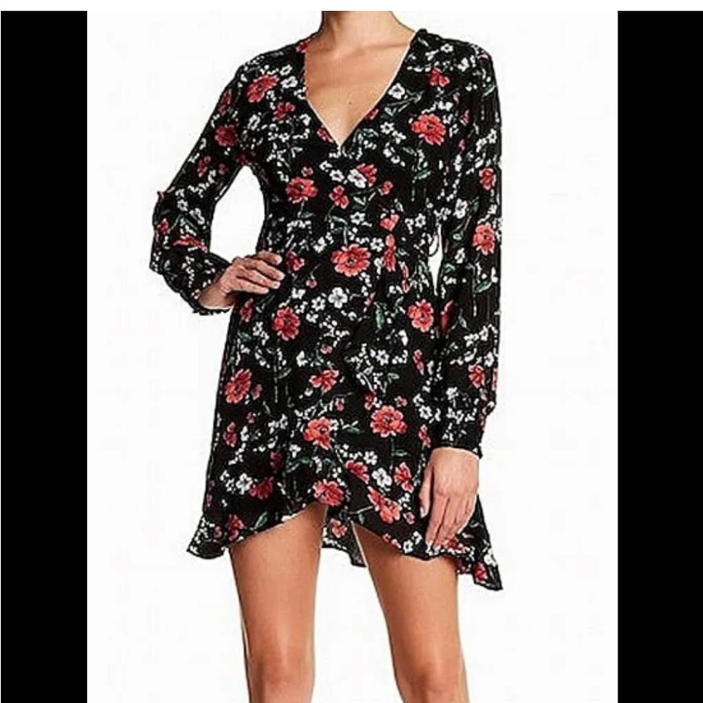 Nordstrom lush wrap mini floral shirt dress